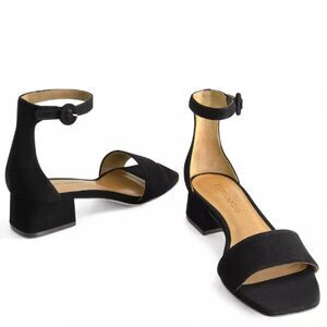 Bernardo Low Block Heel Sandal 6.5 Ankle Strap Suede Business Casual Chic Black